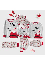 Christmas Santa Claus and Letter Print Gray Family Matching Long-sleeve Pajamas Sets (Flame Resistant)