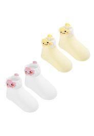 2-pack Pure Color Cartoon Screw Mouth Cotton Socks