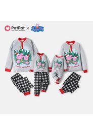 Peppa Pig Family Matching Christmas Graphic Top and Plaid Pants Pajamas Sets