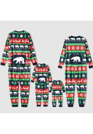 Christmas All Over Print Multi-color Family Matching Long-sleeve Onesies Pajamas Sets (Flame Resistant)