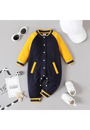 Baby Boy Colorblock Raglan-sleeve Snap Jumpsuit
