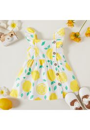 1pc Baby Girl Plaid&Lemon&Fruit Sweet Dress