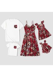 Floral Print Red Family Matching Sets