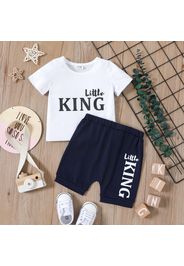 2pcs Baby Boy Letter Print Short-sleeve T-shirt and Shorts Set