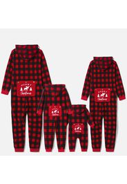 Christmas Red Plaid Family Matching Thickened Polar Fleece Long-sleeve Hooded Onesies Pajamas Sets (Flame Resistant)