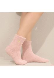 1 Pair Winter Warm Women Coral Fleece Mid Socks Thicken Thermal Cold Resistance Love Print Soft Ladies Floor Sleeping Sox