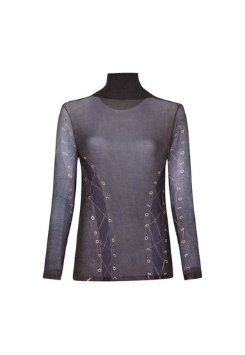 Long-sleeved top with mockneck