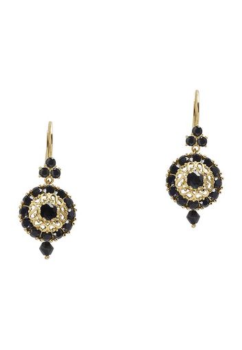 Hook-fastening earrings with black sapphires