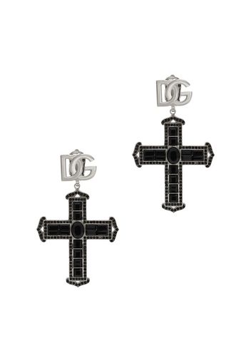 Cross earrings with rhinestone accents