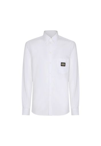 Cotton Martini-fit shirt with branded tag