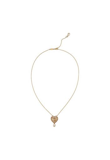 Devotion necklace in yellow gold with diamonds and pearls