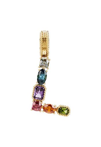 Rainbow alphabet L 18 kt yellow gold charm with multicolor fine gems