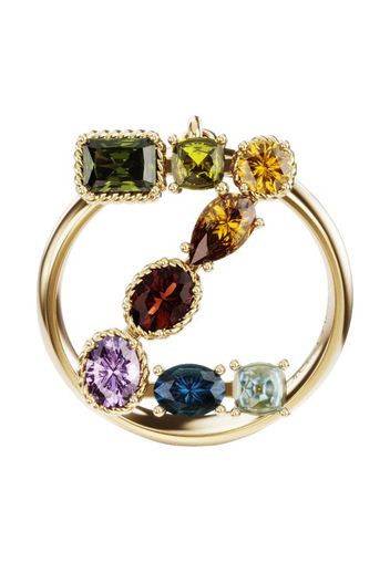 Rainbow alphabet Z ring in yellow gold with multicolor fine gems