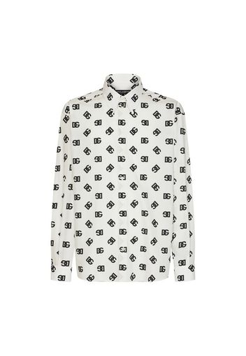 Oversize cotton shirt with DG Monogram print