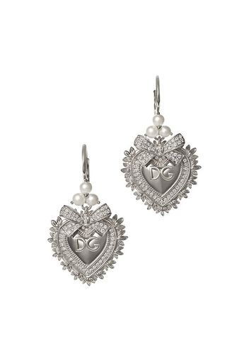 Devotion earrings in white gold with diamonds and pearls