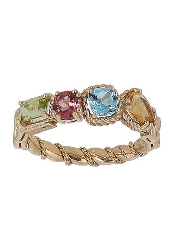 18 kt yellow gold ring with multicolor fine gemstones