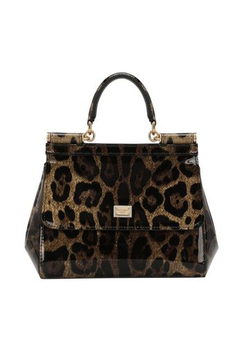 Small Sicily bag in leopard-print polished calfskin