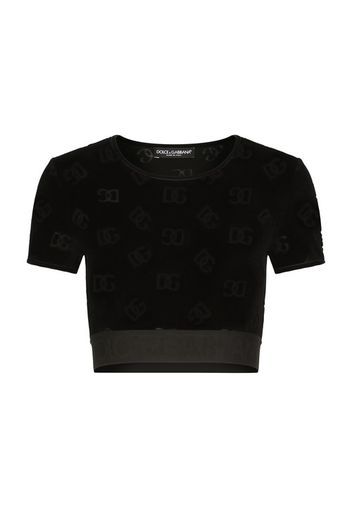 Flocked jersey T-shirt with all-over DG logo