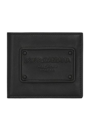 Calfskin bifold wallet with raised logo