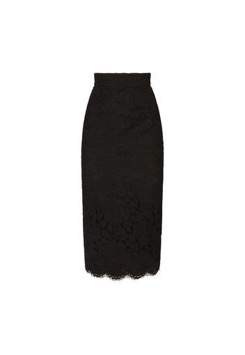 Branded stretch lace midi skirt