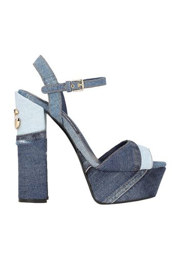 Patchwork denim platform sandals