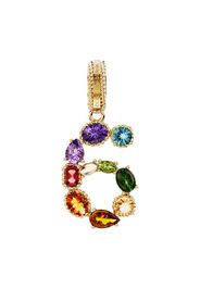 18 kt yellow gold rainbow pendant with multicolor finegemstones representing number 6