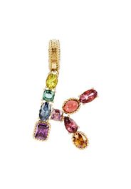 Rainbow alphabet K 18 kt yellow gold charm with multicolor fine gems