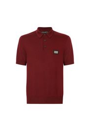 Wool polo-shirt with branded tag