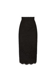 Branded stretch lace midi skirt
