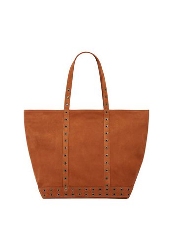 Large Nubuck and Eyelets Zipped Cabas tote