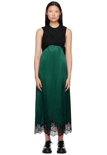 3.1 Phillip Lim Black & Green Twisted Midi Dress