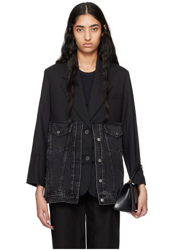 3.1 Phillip Lim Black Oversized Hybrid Denim Blazer