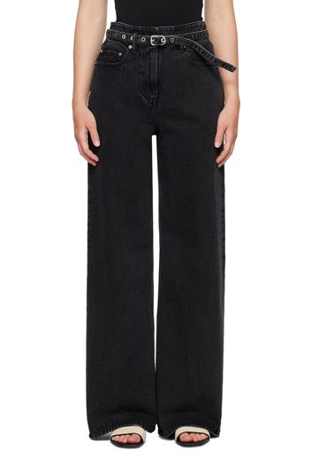 3.1 Phillip Lim Black Wide Leg Belted Jeans