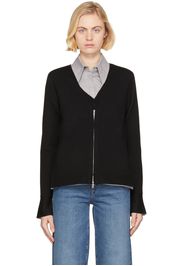 3.1 Phillip Lim Black Double Face Wool Zip-Up Cardigan