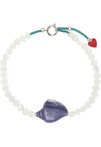 Acne Studios White & Blue Heart Pearl Necklace