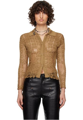 Acne Studios Brown Semi-Sheer Cardigan