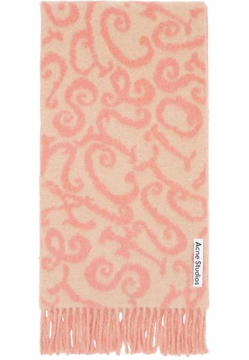 Acne Studios Pink Monogram Jacquard Scarf