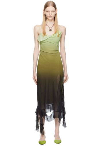 Acne Studios Green Ruffle Strap Midi Dress