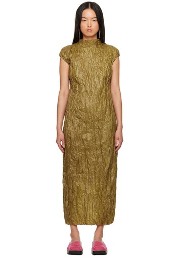 Acne Studios Khaki Crinkled Maxi Dress