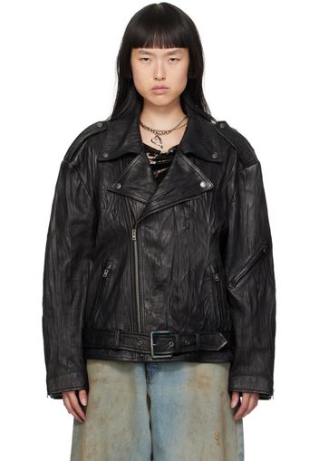 Acne Studios Black Crinkled Leather Jacket