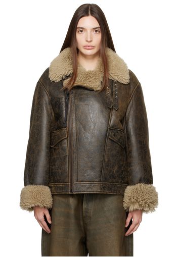 Acne Studios Brown Zip Shearling Jacket