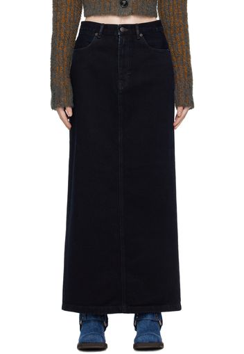 Acne Studios Black Faded Denim Maxi Skirt
