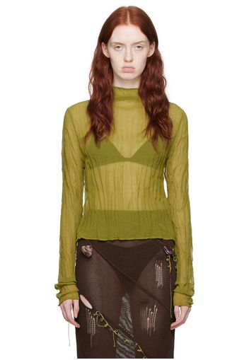 Acne Studios Green Crinkled Blouse