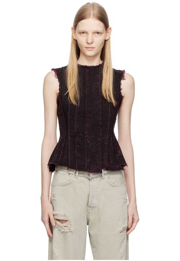 Acne Studios Black & Purple Frayed Denim Tank Top