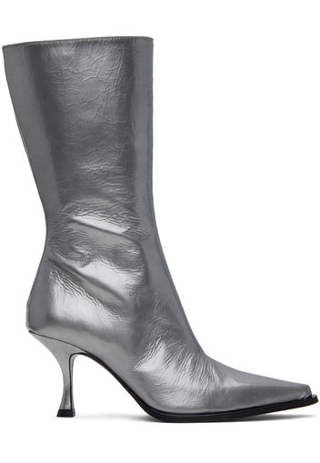 Acne Studios Silver Leather Heel Boots