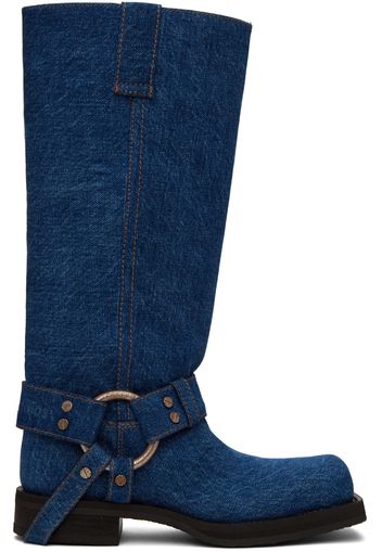 Acne Studios Blue Buckle Denim Boots