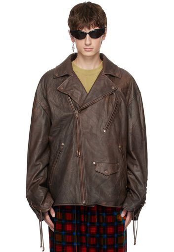 Acne Studios Brown Laced Leather Jacket