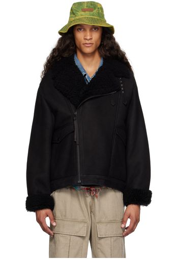 Acne Studios Black Pin-Buckle Leather Jacket