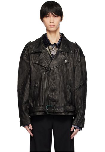 Acne Studios Black Crinkled Leather Jacket