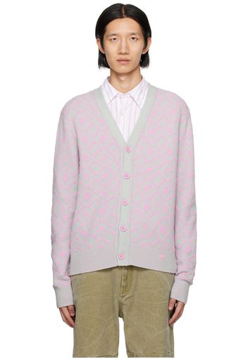 Acne Studios Pink & Green Jacquard Cardigan